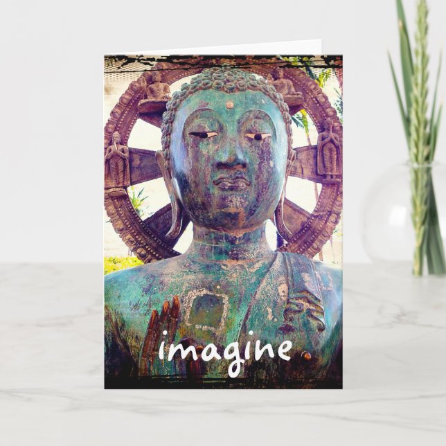 Hawaii Tropical Antique Buddha Imagine Script Card (Front)