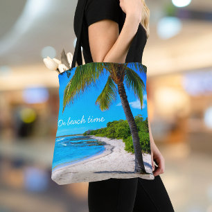 Hawaii Tropical Beach Palm Tree On Beach Type Tote Bag