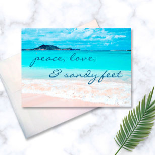 Hawaii Tropical Beach Peace Love Sandy Feet Script Card