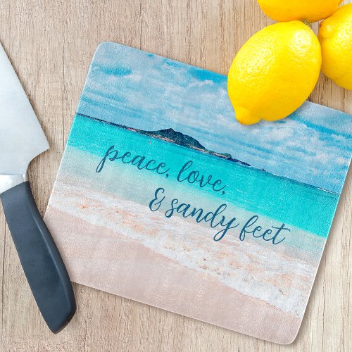 Hawaii Tropical Beach Photo Peace Love Sandy Feet Cutting Board
