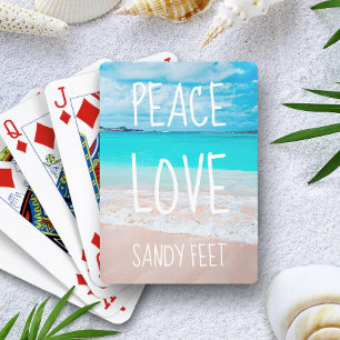Hawaii Tropical Beach Photo Peace Love Sandy Feet Poker Cards