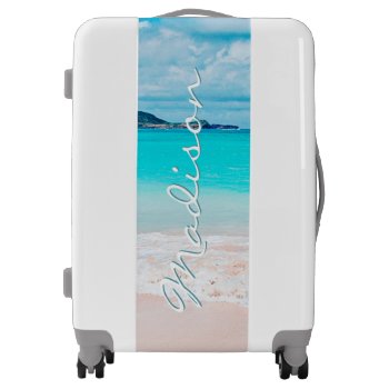 Hawaii Tropical Beach Photo Script Custom Name Luggage by Luceworks at Zazzle