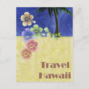 Hawaii Tropical Beach Retro Vintage Travel Poster Postcard