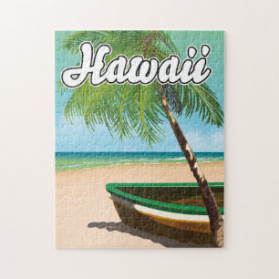 Hawaii Tropical Beach travel poster Jigsaw Puzzle