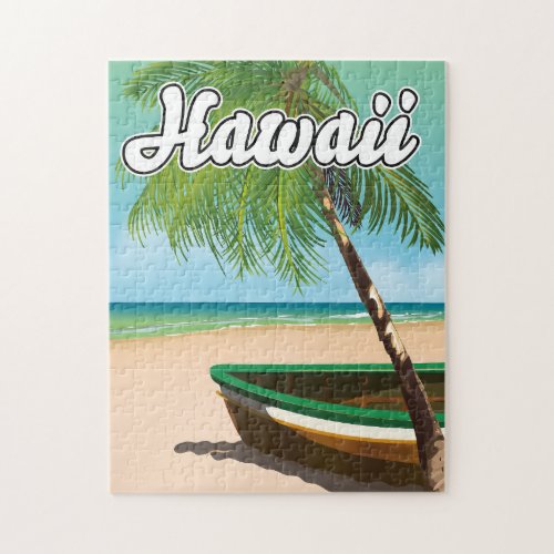 Hawaii Tropical Beach travel poster Jigsaw Puzzle