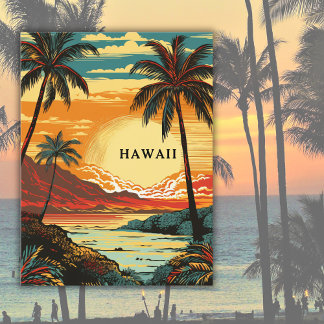 Hawaii Tropical Beach Vintage Travel Postcard