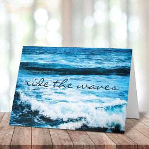 Hawaii Tropical Blue Ocean Ride the Waves Script Card