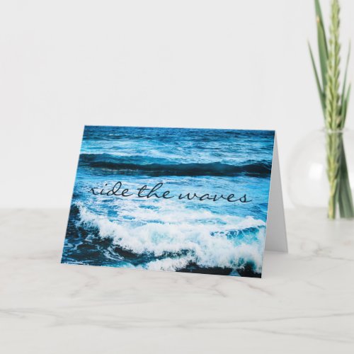 Hawaii Tropical Blue Ocean Ride the Waves Script Card