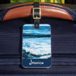 Hawaii tropical blue ocean waves photo custom name luggage tag<br><div class="desc">Remind yourself of the fresh salt smell of the ocean air whenever you use this stunning vibrantly-colored photo personalized name luggage tag. Experience the dramatic turquoise surf of the Hawaiian Pacific. Makes a great gift for someone special! Just type in the name of your choice and you can easily personalize...</div>