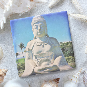 Hawaii Tropical Buddha Photo Bold Peaceful Antique Stone Coaster