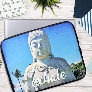 Hawaii Tropical Buddha Photo Exhale Quote Script Laptop Sleeve