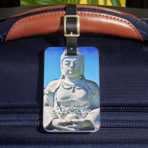Hawaii Tropical Buddha Photo Exhale Quote Script Luggage Tag
