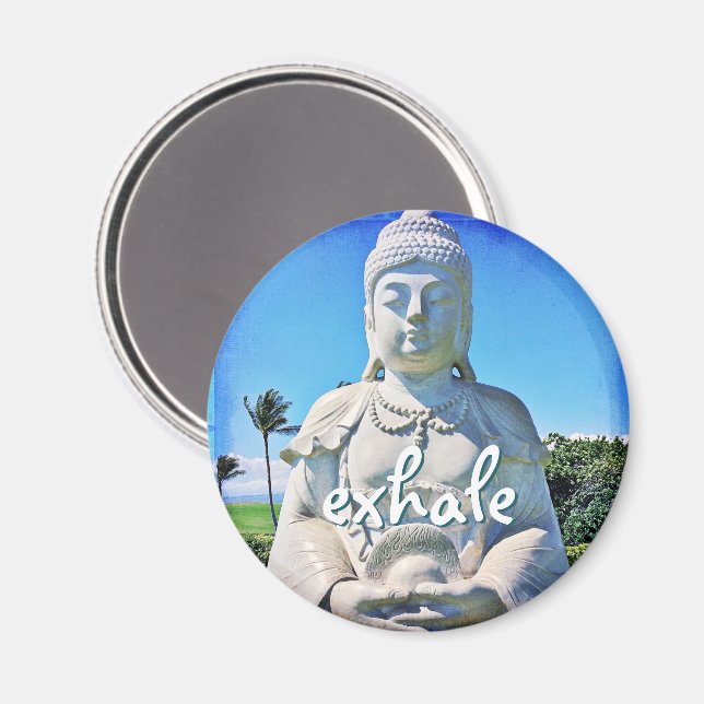 Hawaii Tropical Buddha Photo Exhale Quote Script Magnet (Front/Back)