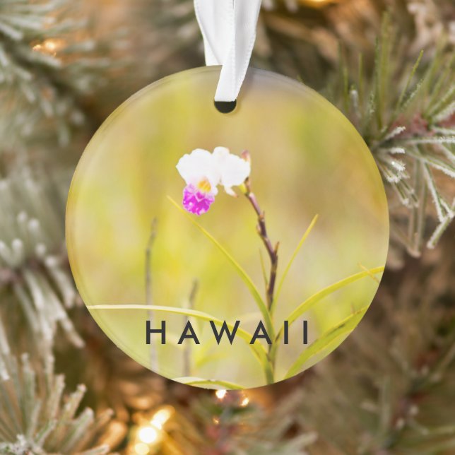 Hawaii Tropical Flower 2 Photo / Text Ornament (Tree)