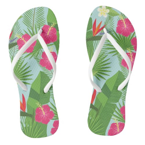 Hawaii Tropical Forest Pattern Flip Flops