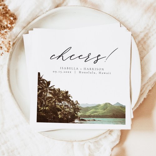 HAWAII Tropical Hawaii Beach Wedding Details Card Napkins