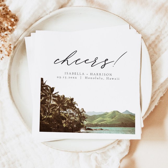 HAWAII Tropical Hawaii Beach Wedding Details Card Napkins (Creator Uploaded)