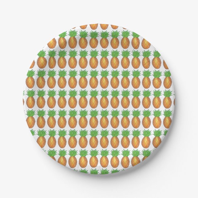 Hawaii Tropical Hawaiian Island Pineapple Fruit Paper Plates (Front)