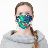 Hawaii tropical leaf pattern cute face mask 3 (Worn)