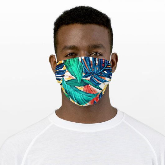 Hawaii tropical leaf pattern cute face mask 3 (Worn)