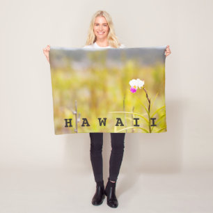 Hawaii Tropical Orchid Mt. Kilauea / Custom Text Fleece Blanket