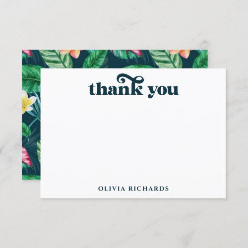 Hawaii Tropical Palm Leaves Luau Bridal Shower Thank You Card