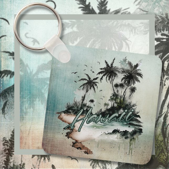 Hawaii Tropical Palm Tree Island Keychain (Hawaii Tropical Palm Tree Island)