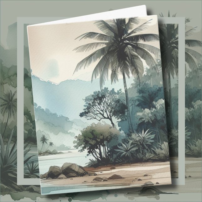 Hawaii Tropical Palm Tree Island Note Card (Hawaii Tropical Palm Tree Island Note Card)