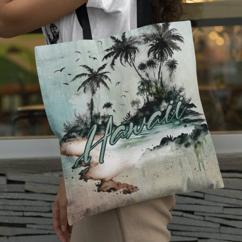 Hawaii Tropical Palm Tree Island Tote Bag