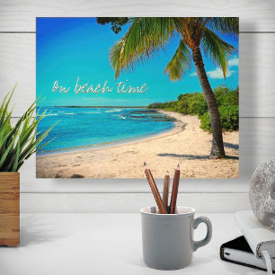Hawaii Tropical Palm Tree Photo On Beach Time Wood Wall Art