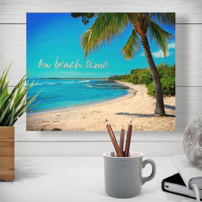 Hawaii Tropical Palm Tree Photo On Beach Time Wood Wall Art (Creator Uploaded)