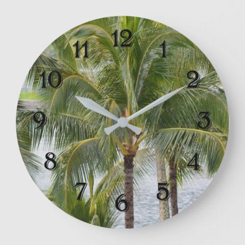 Hawaii Tropical Palm Trees Large Clock