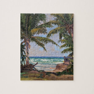 Hawaii Tropical Palm Trees Vintage Jigsaw Puzzle