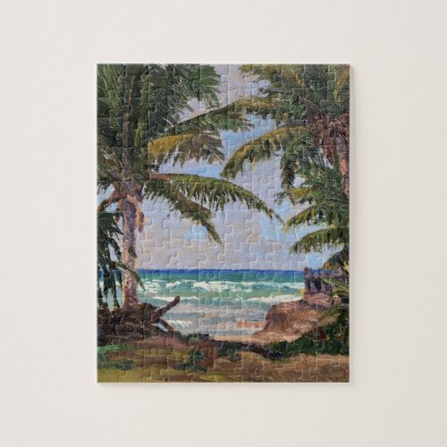 Hawaii Tropical Palm Trees Vintage Jigsaw Puzzle