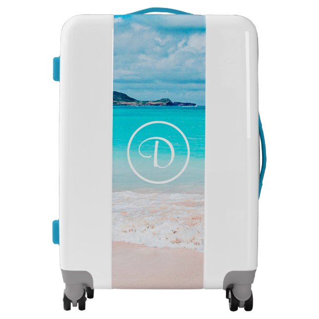 Hawaii tropical sandy beach photo custom monogram luggage (Front)