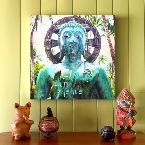 Hawaii Turquoise Blue Buddha Statue Photo Peace Canvas Print