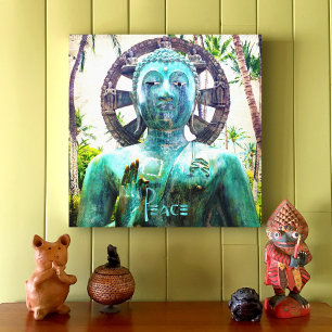 Hawaii Turquoise Blue Buddha Statue Photo Peace Canvas Print