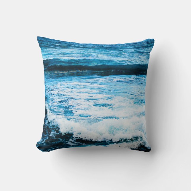 Hawaii turquoise ocean waves photo simple modern throw pillow (Front)