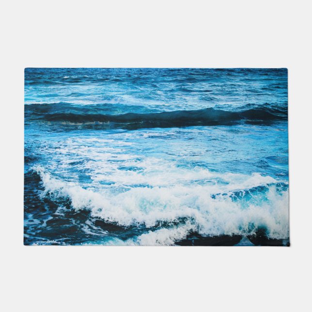 Hawaii turquoise ocean waves photo tropical bold doormat (Front)