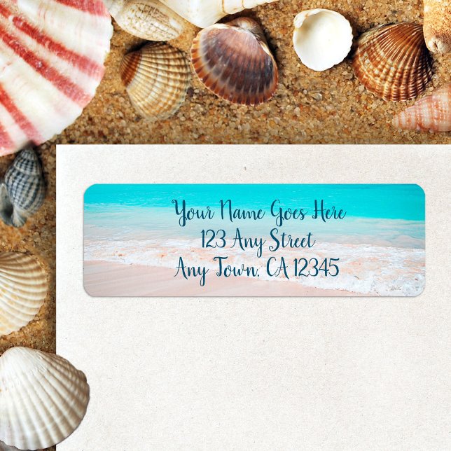 Hawaii turquoise sandy beach photo custom address label (Creator Uploaded)