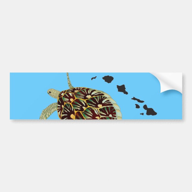 Hawaii Turtle and Hawaii Islands Bumper Sticker (Front)