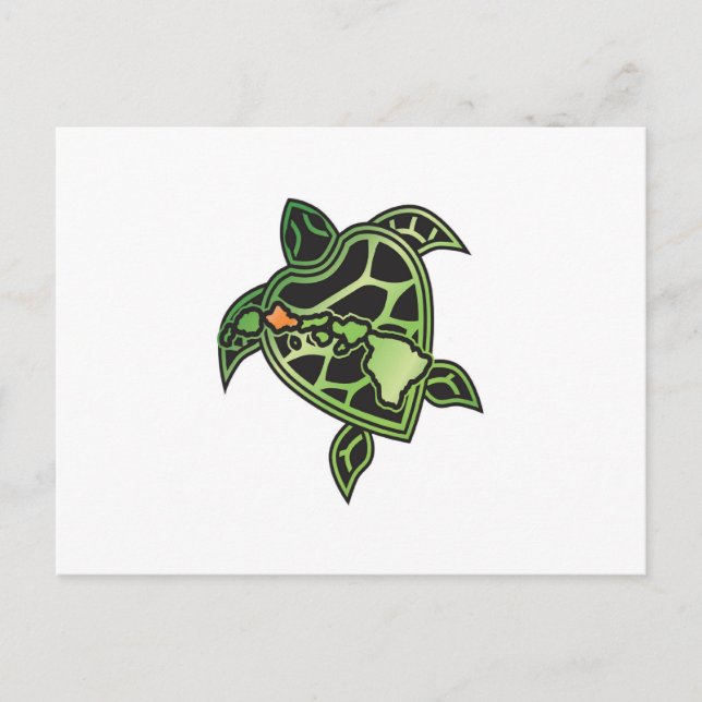 Hawaii Turtle and Hawaii Islands Postcard (Front)