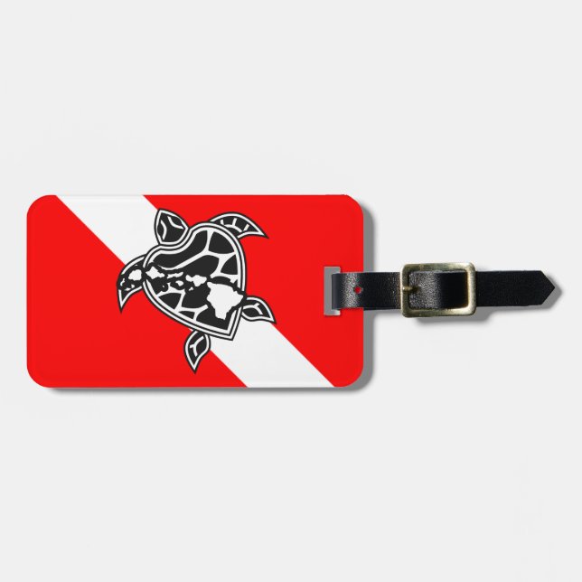 Hawaii Turtle Dive Flag Luggage Tag (Front Horizontal)