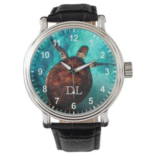 Hawaii Turtle Honu Monogram Numbers Watch