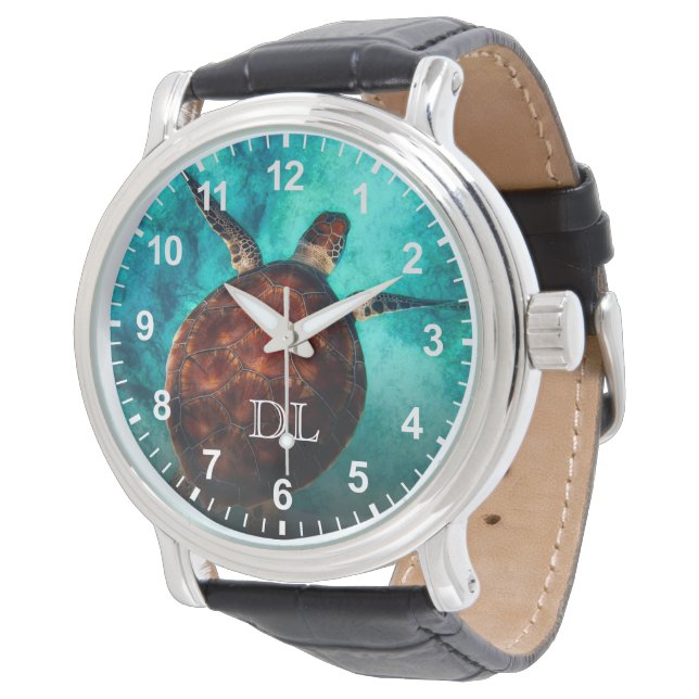 Hawaii Turtle Honu Monogram Numbers Watch | Zazzle