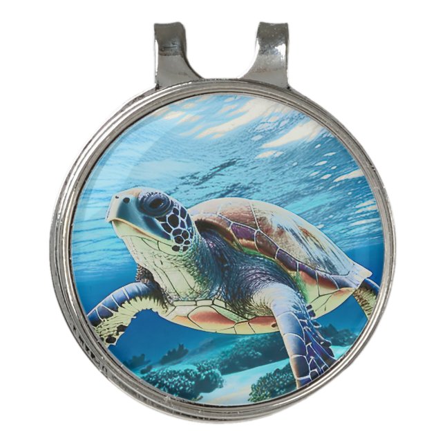 Hawaii Turtle Honu Photo  Golf Hat Clip (Front)