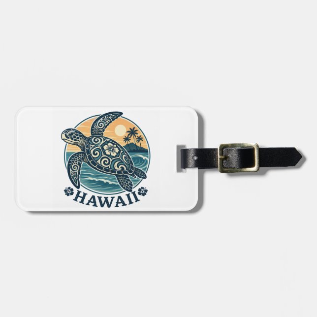 Hawaii Turtle Luggage Tag (Front Horizontal)