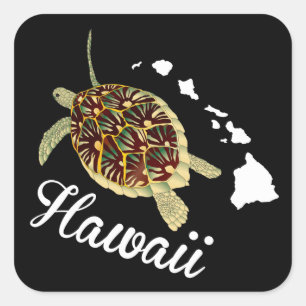 Hawaii Turtle Square Sticker