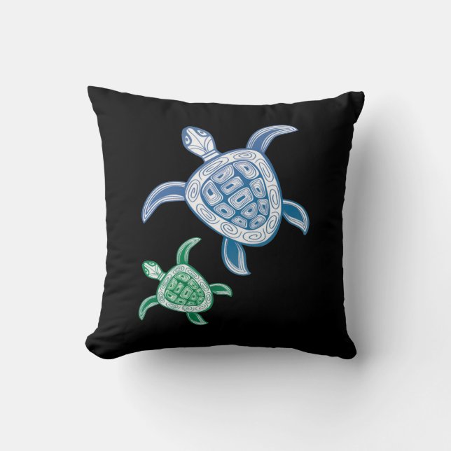 Hawaii Turtles Throw Pillow (Front)