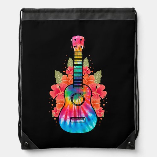 Hawaii Uke Flower Ukulele Guitar  Drawstring Bag